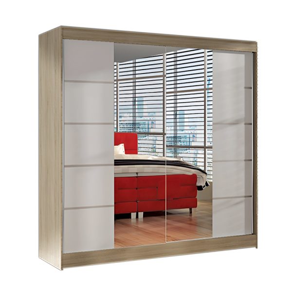 Klizni plakar ARTI 5 - sonoma/belo